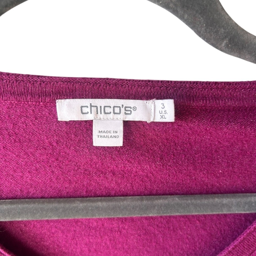 Chico's Womens Sweater Magenta Sz 3 XL Office Chic Stretch Minimalist Classic - Picture 4 of 6
